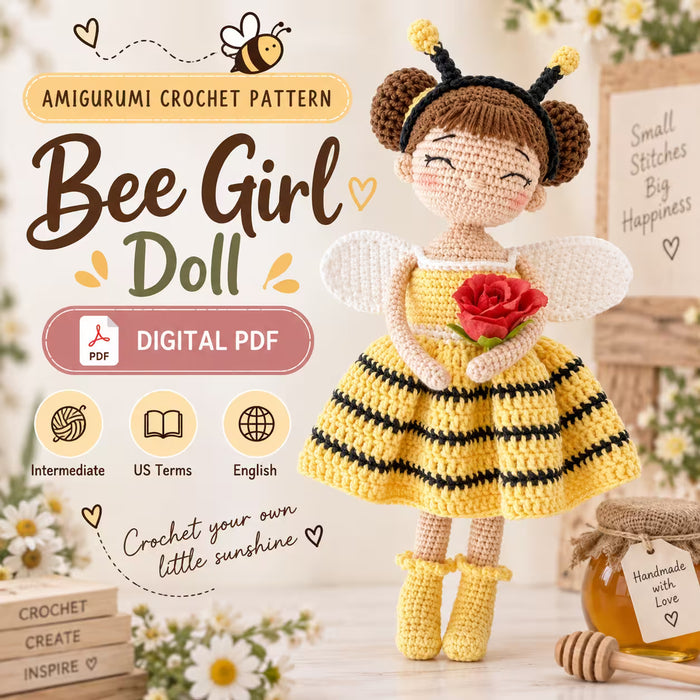 Bee Girl Doll – Amigurumi Crochet Pattern PDF