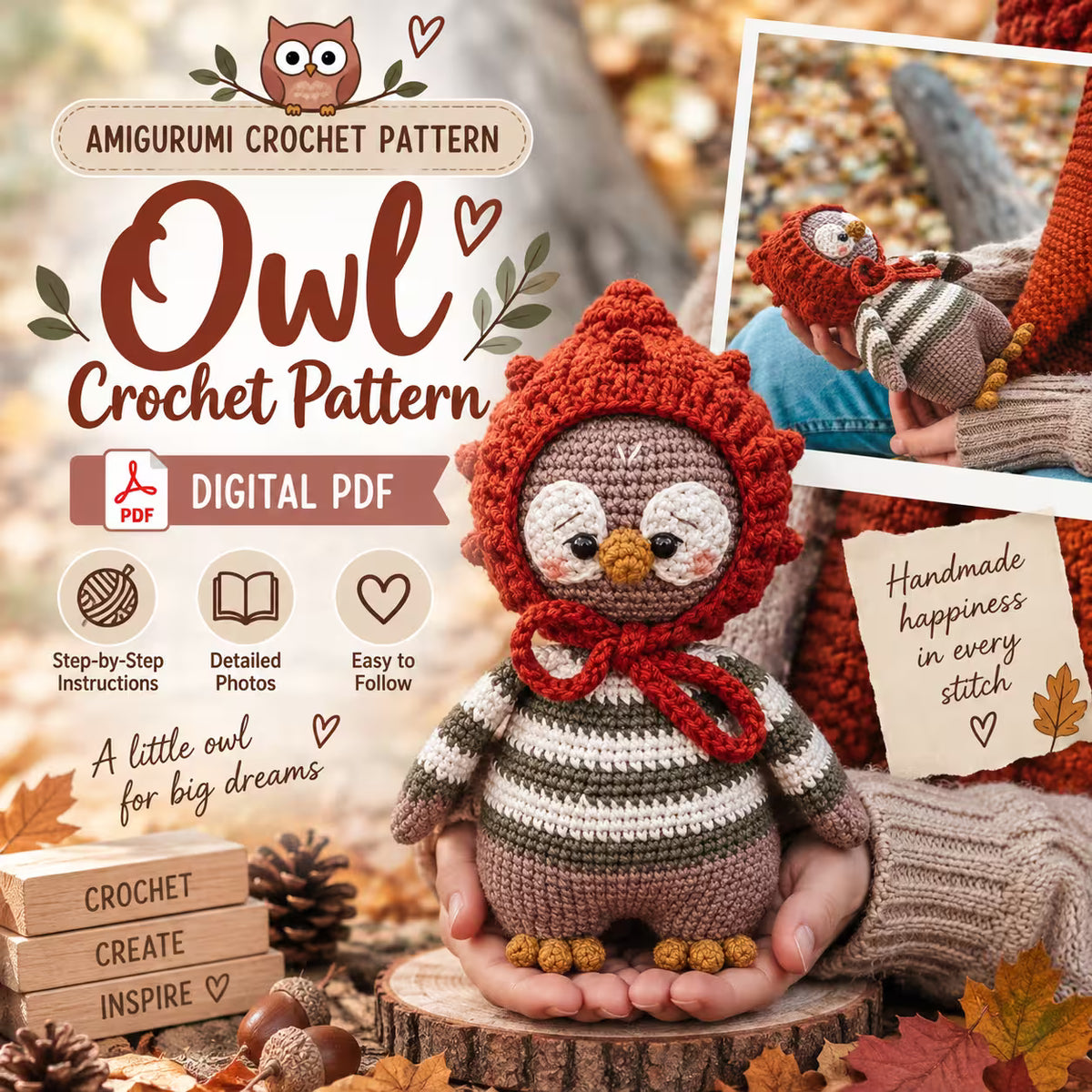 Cute Amigurumi Owl – Crochet Pattern PDF