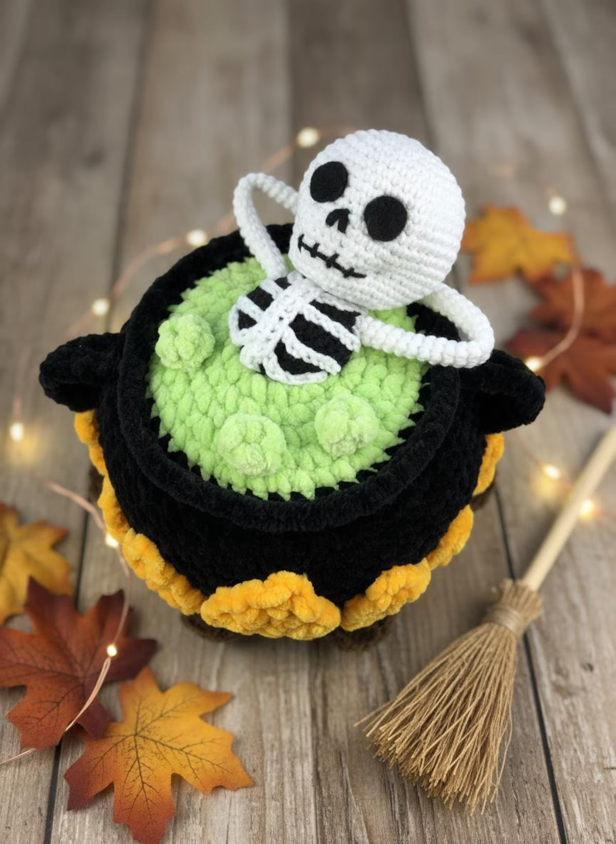 Skeleton in Cauldron Crochet Pattern | Halloween Amigurumi PDF