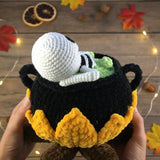 Skeleton in Cauldron Crochet Pattern | Halloween Amigurumi PDF