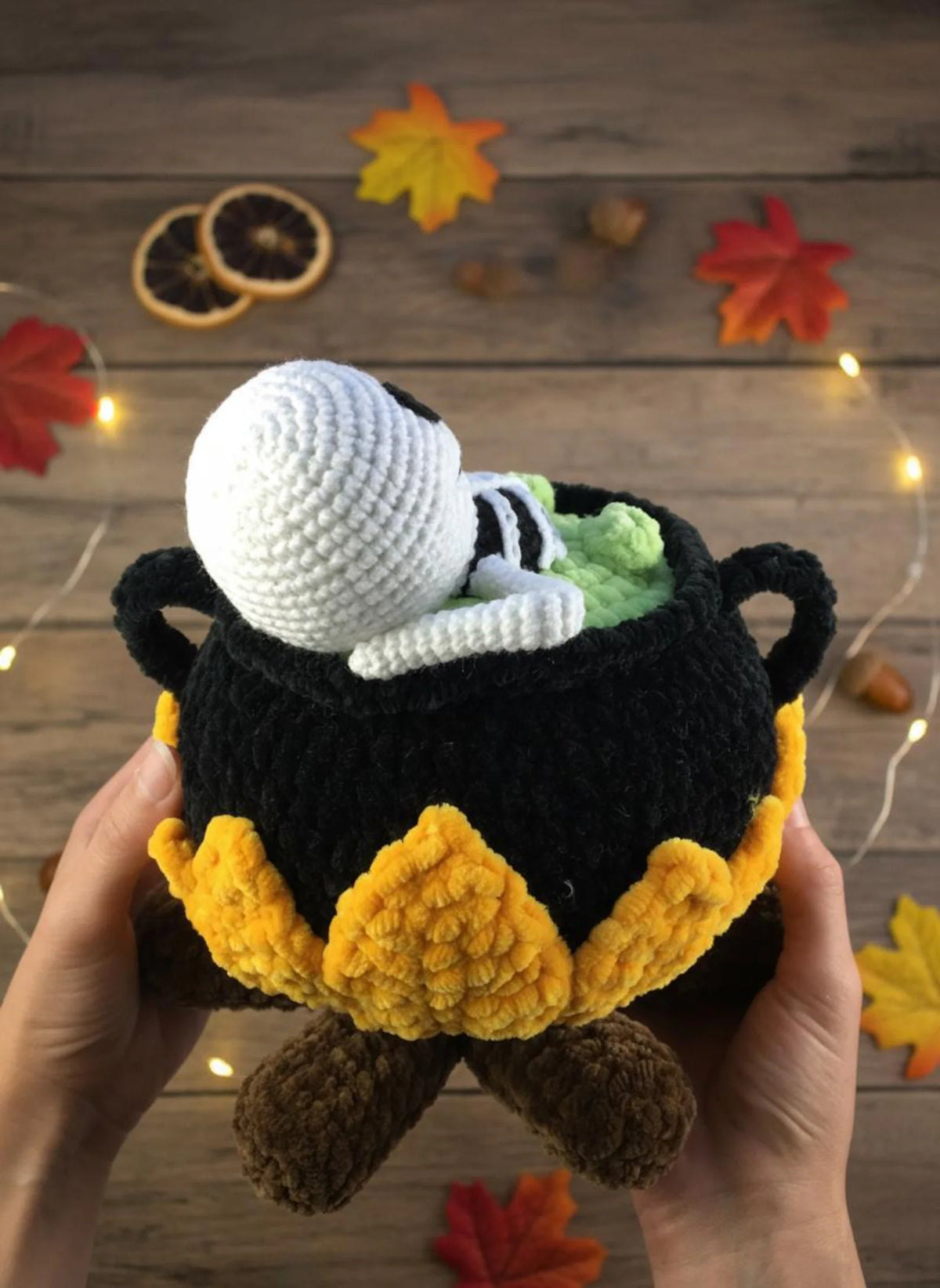 Skeleton in Cauldron Crochet Pattern | Halloween Amigurumi PDF