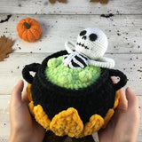Skeleton in Cauldron Crochet Pattern | Halloween Amigurumi PDF