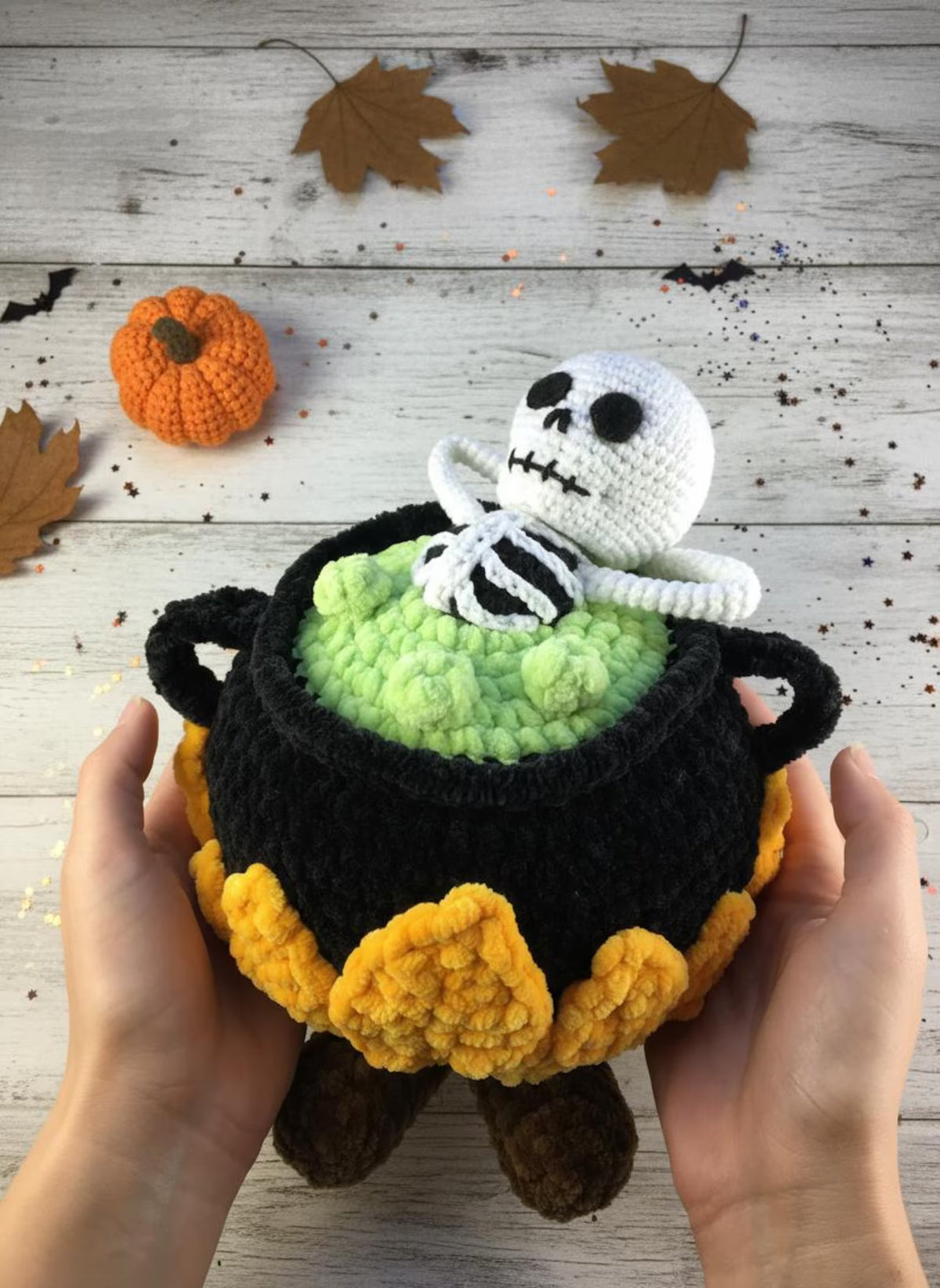 Skeleton in Cauldron Crochet Pattern | Halloween Amigurumi PDF