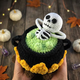 Skeleton in Cauldron Crochet Pattern | Halloween Amigurumi PDF