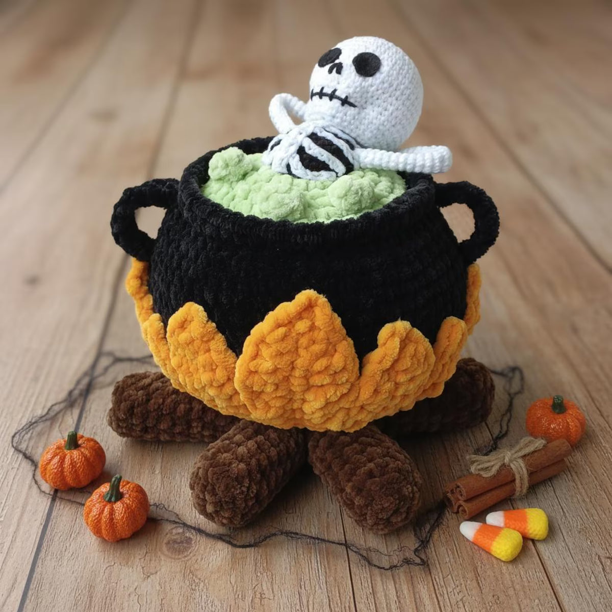 Skeleton in Cauldron Crochet Pattern | Halloween Amigurumi PDF