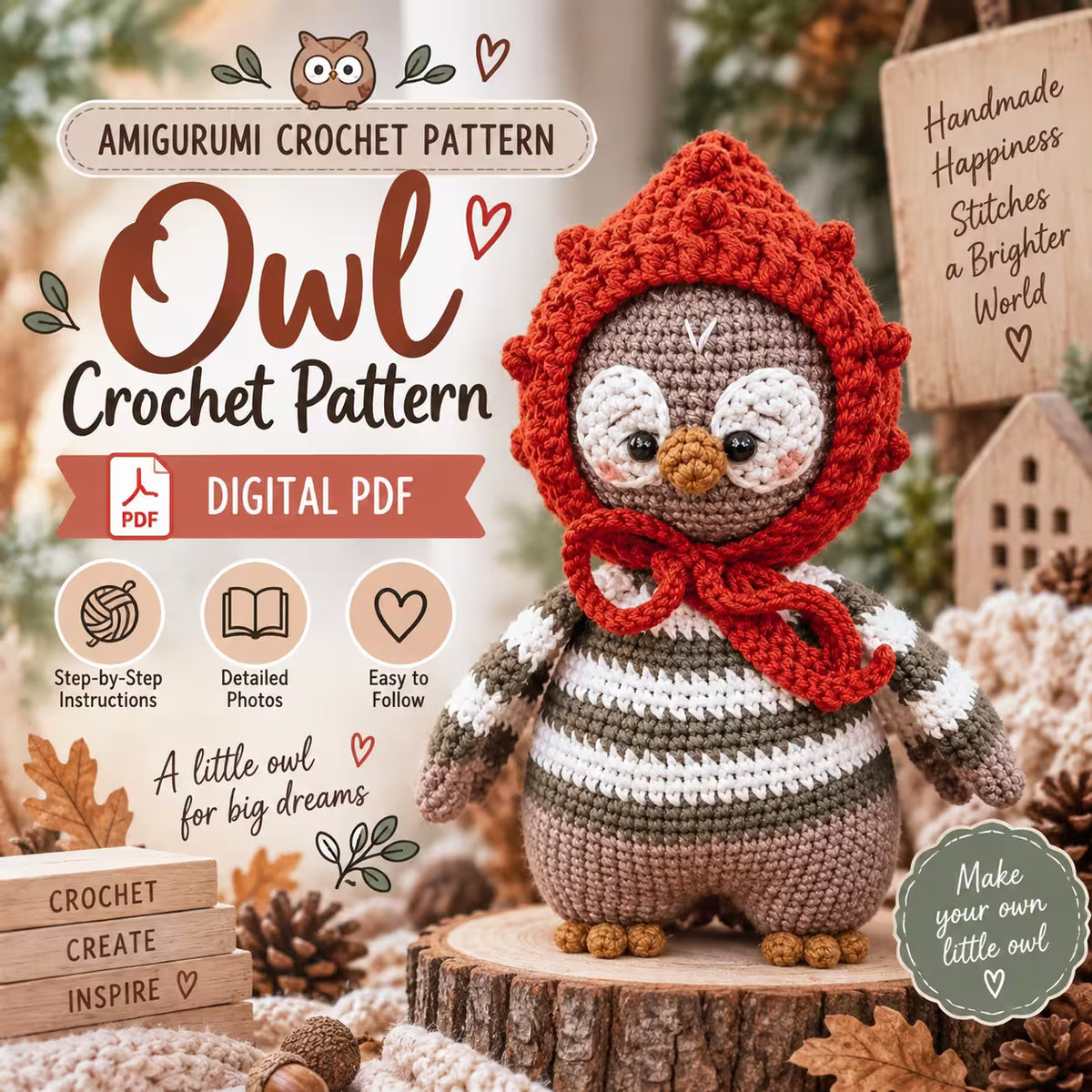 Cute Amigurumi Owl – Crochet Pattern PDF