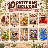 10 Amigurumi Crochet Patterns Bundle – Digital PDF Collection
