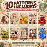 10 Amigurumi Crochet Patterns Bundle – Digital PDF Collection
