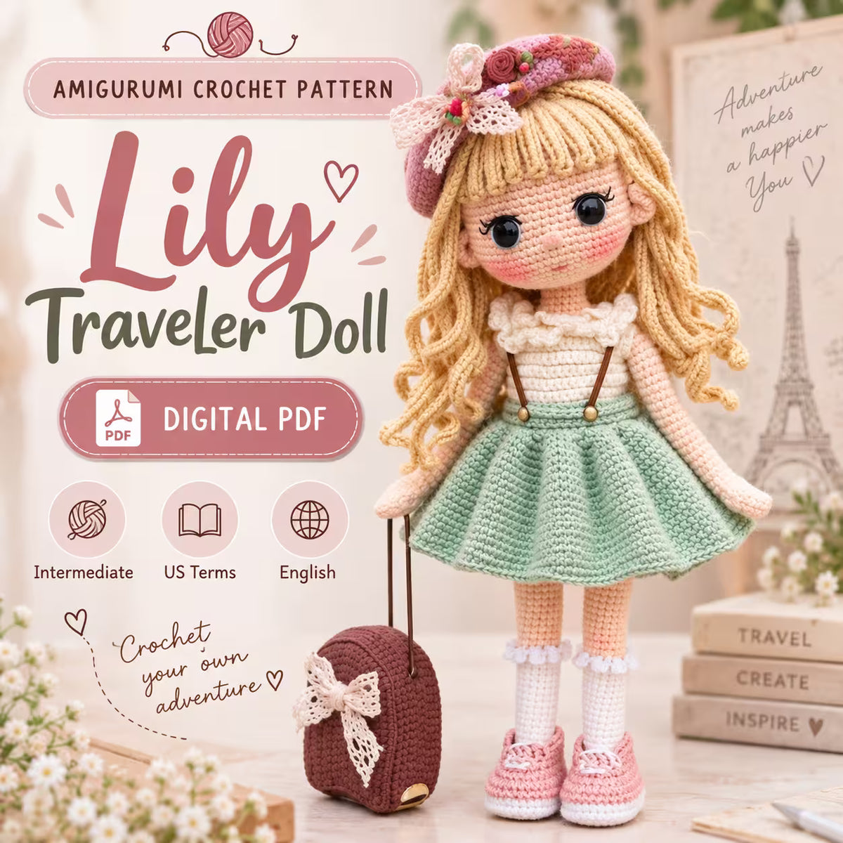 Lily Traveler Doll – Amigurumi Crochet Pattern PDF