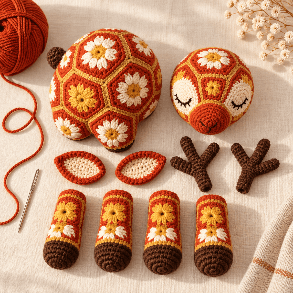 African Flower Reindeer Amigurumi Pattern